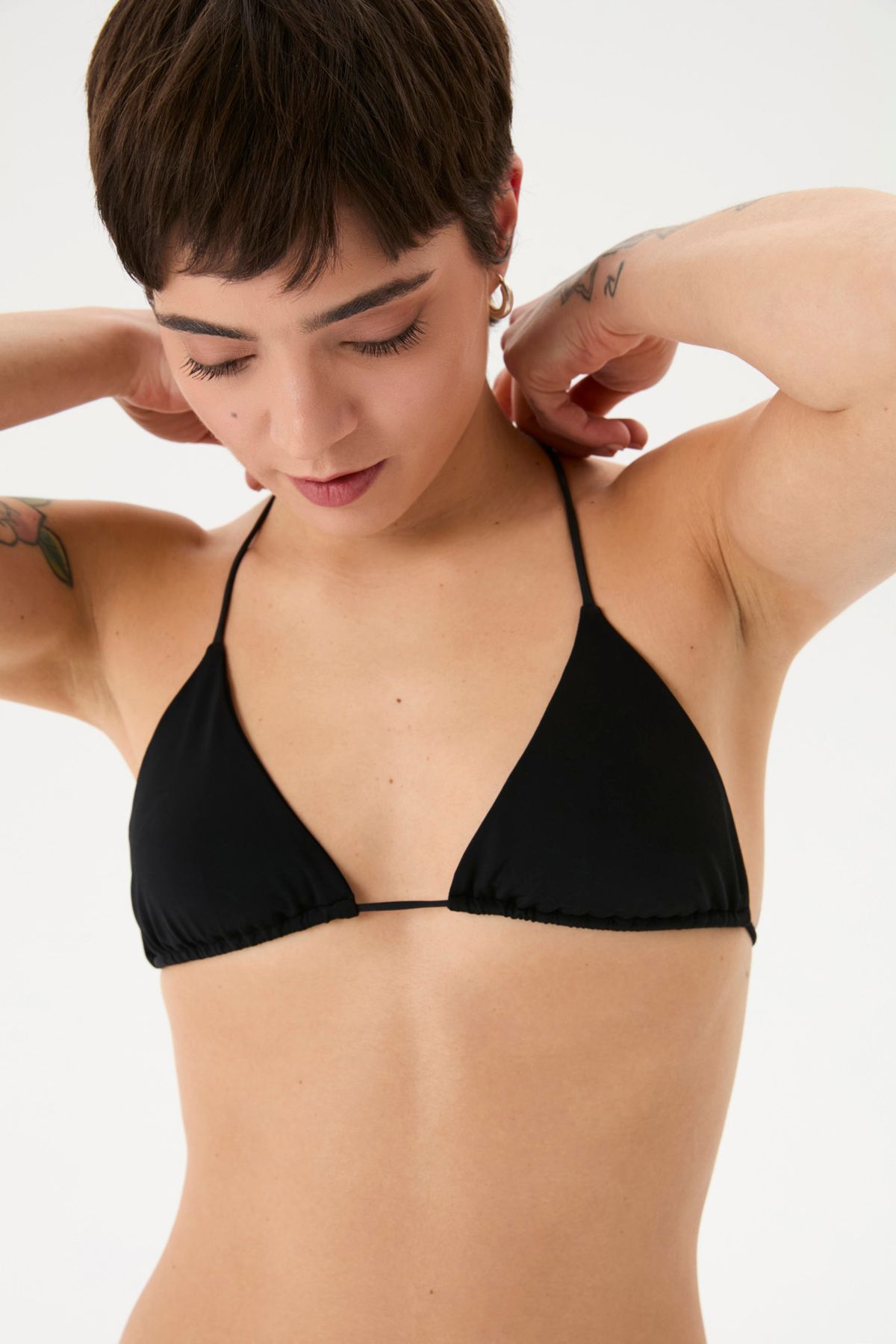 Ayma Active-Black Drawstring Triangle Bikini Top 1