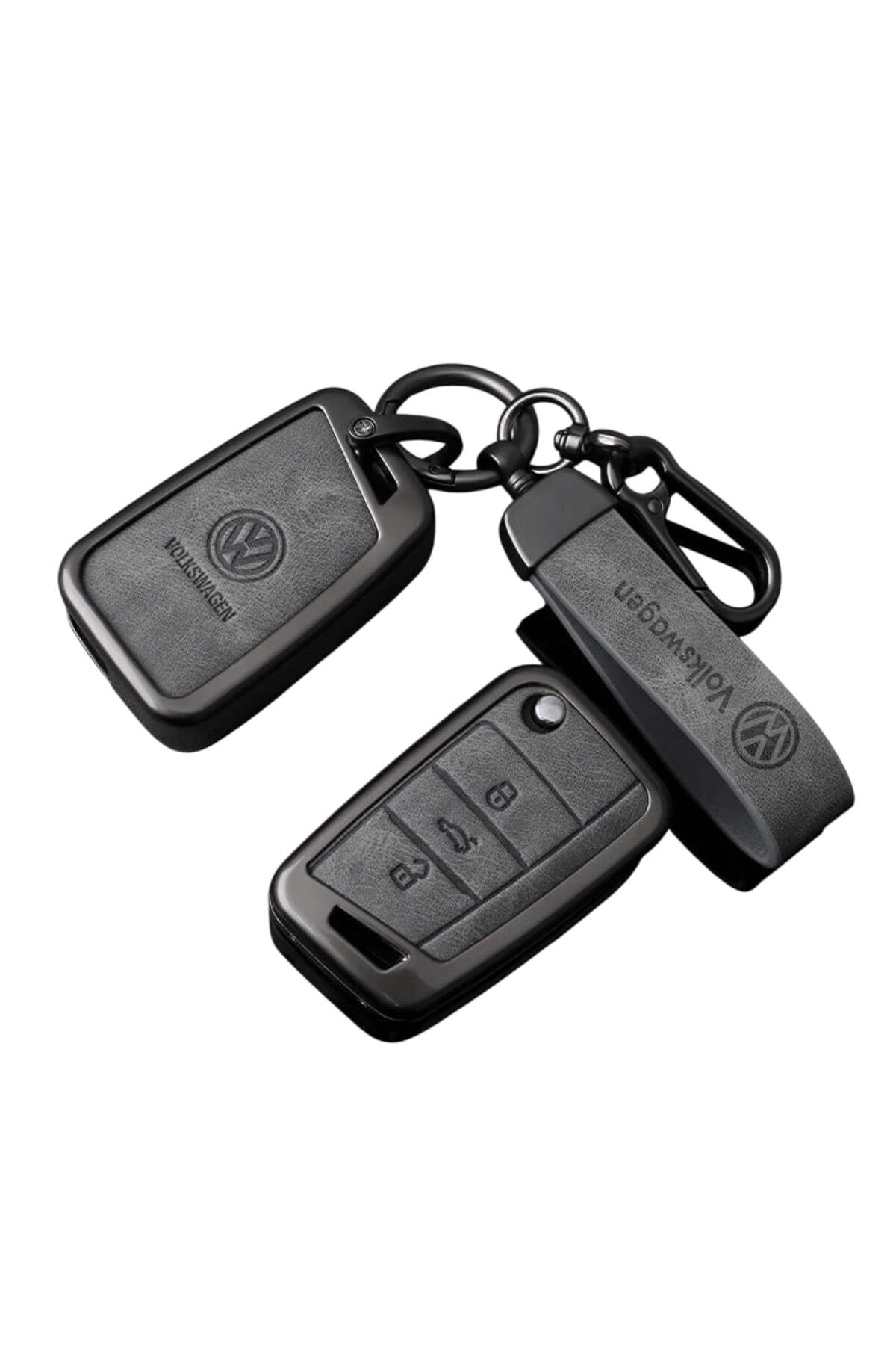 Xentech Light-Car Key Case and Keychain Set compatible with VW Volkswagen Golf 7 MK7 Tiguan MK2 T-roc T-cross 4
