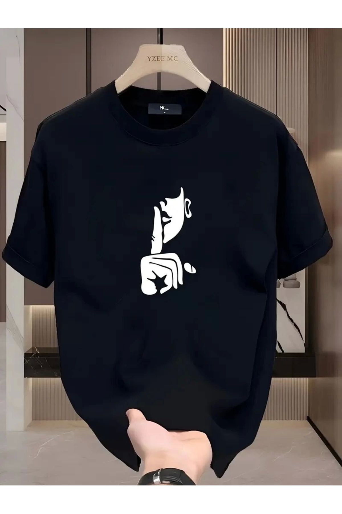 Tam12den Home Rahat Bisiklet Yaka Tişört, Yaratıcı Karikatür Baskı - Yumuşak Polyester, Her Mevsim Giyilebilir- Si