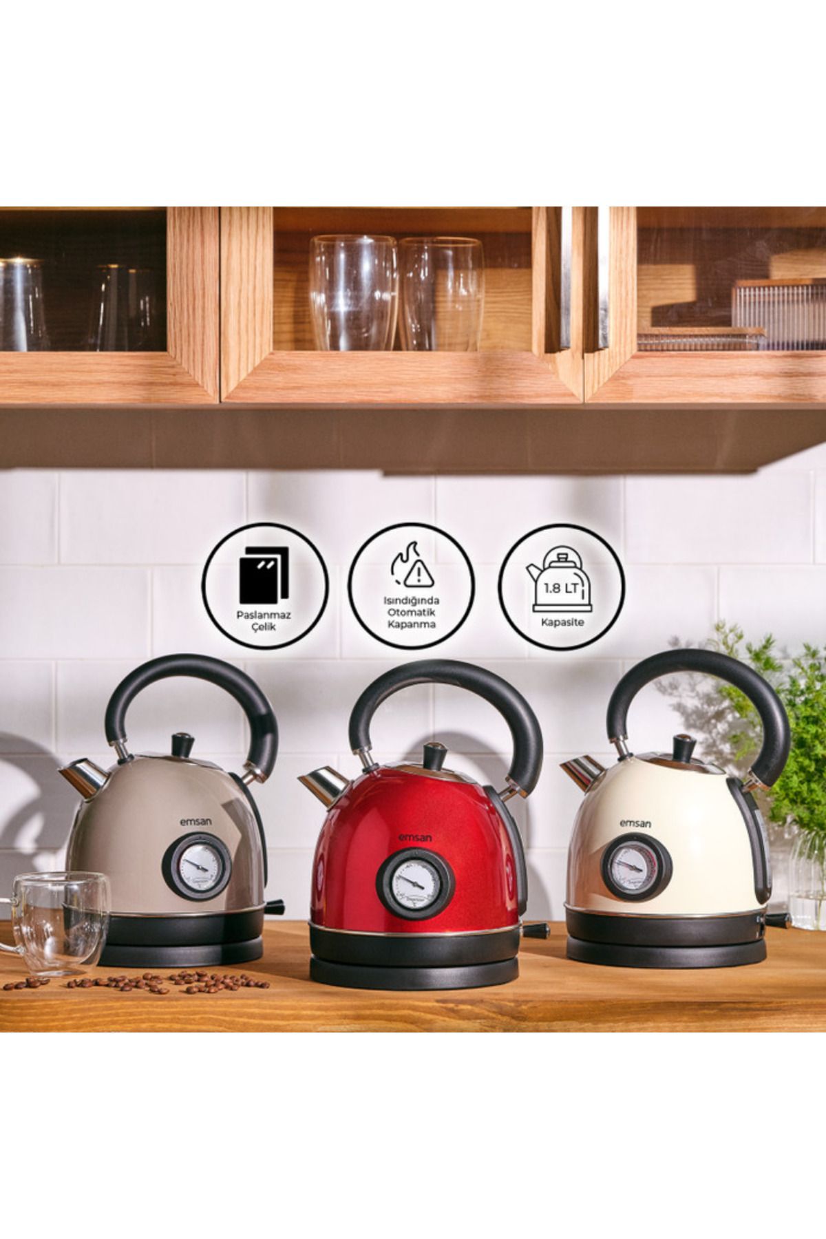 Emsan 2200 WATT KREM RENK SU ISITICI (KETTLE)