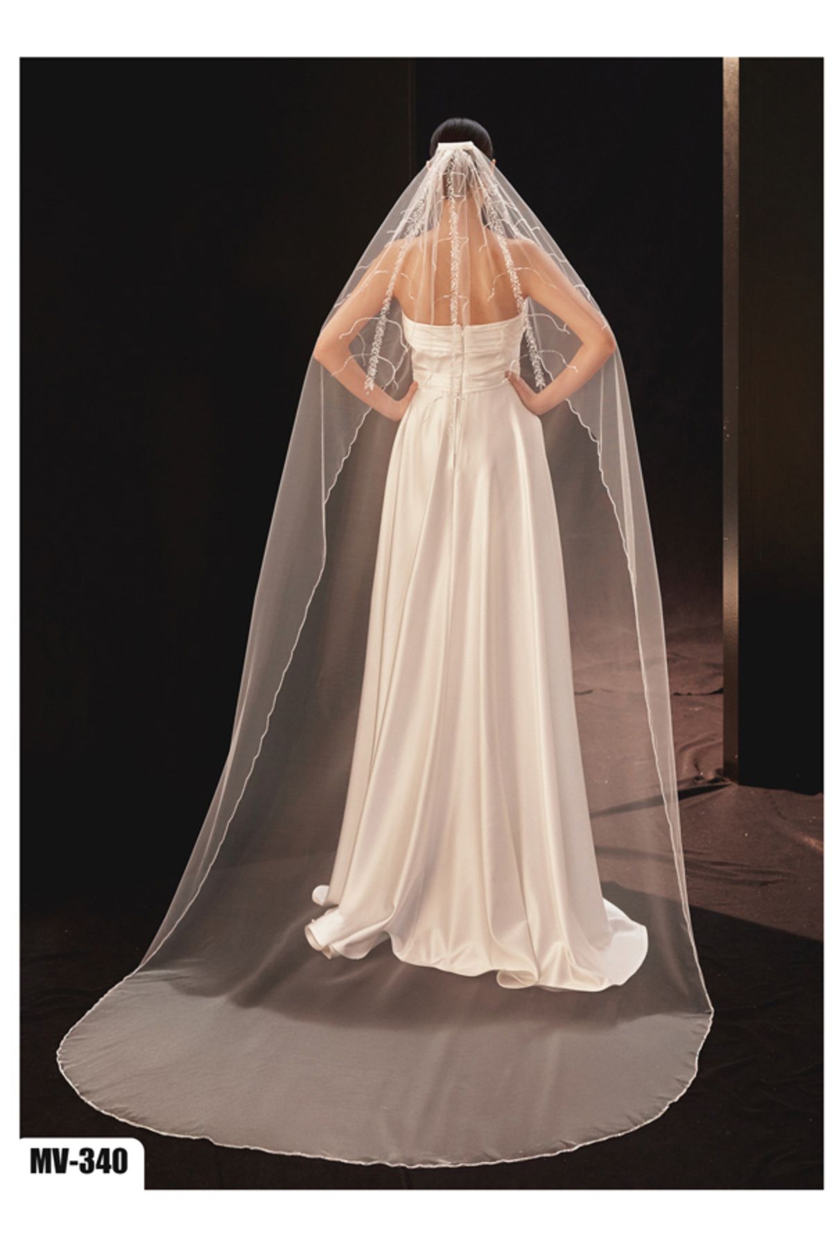 Hayalperest boncuk-Minimal Line Patterned Bridal Veil 2