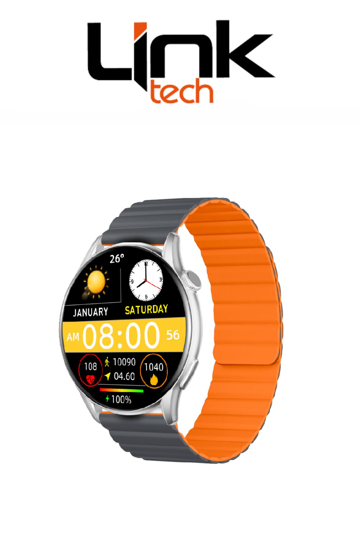 Linktech S104 Premium LT Watch 46mm Süper Amoled IP68 Suya Dayanıklı Akıllı Saat (KVK TÜRKİYE GARANTİLİ)