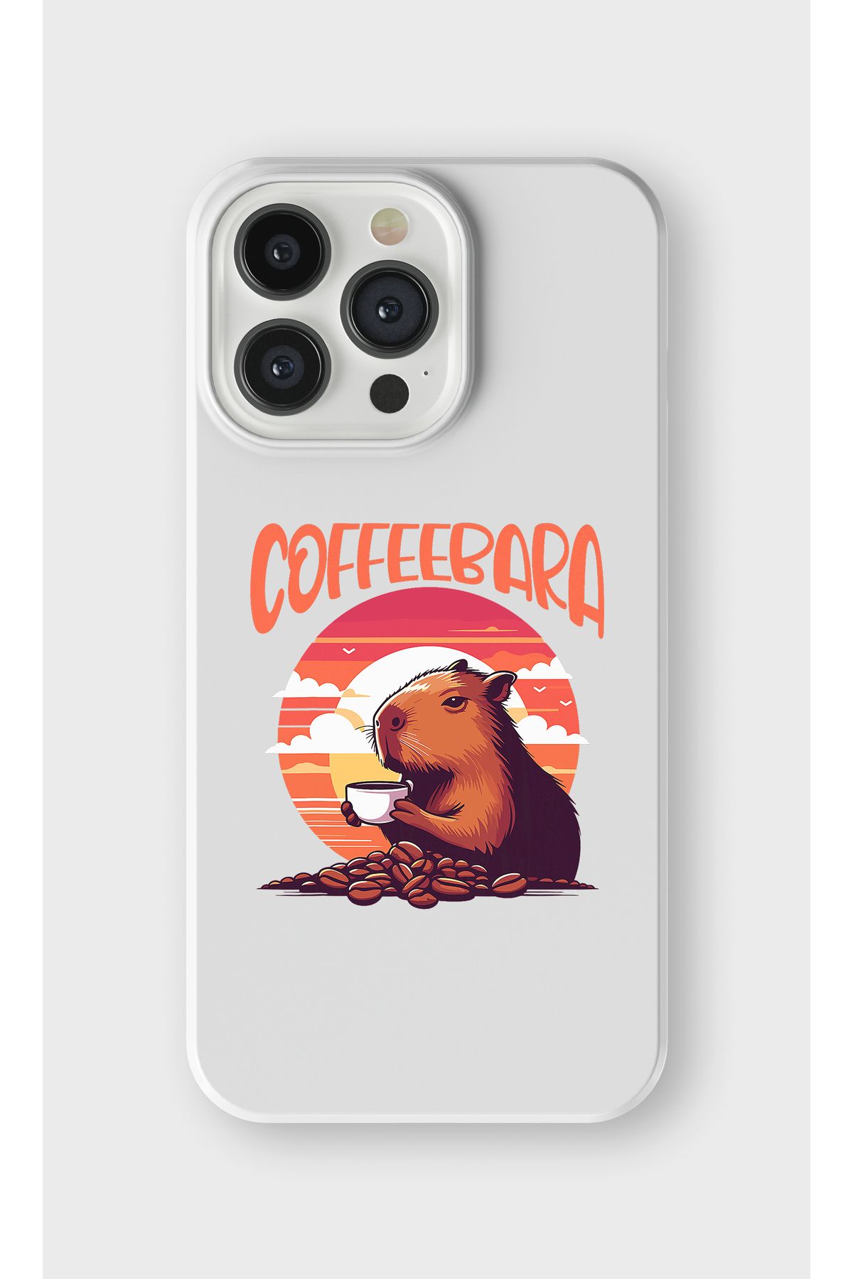 lelia iPhone 13 Pro Max Uyumlu Kapibara (Capybara) Tasarımlı İçi Kadife Lansman Beyaz Silikon Kılıf