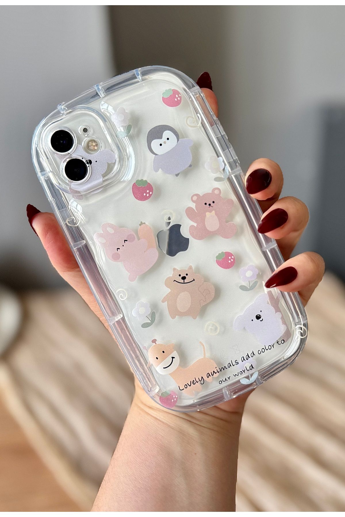 MirazTasarim IPHONE 11 SEVİMLİ DESENLİ ŞEFFAF KALIN KENARLI KILIF