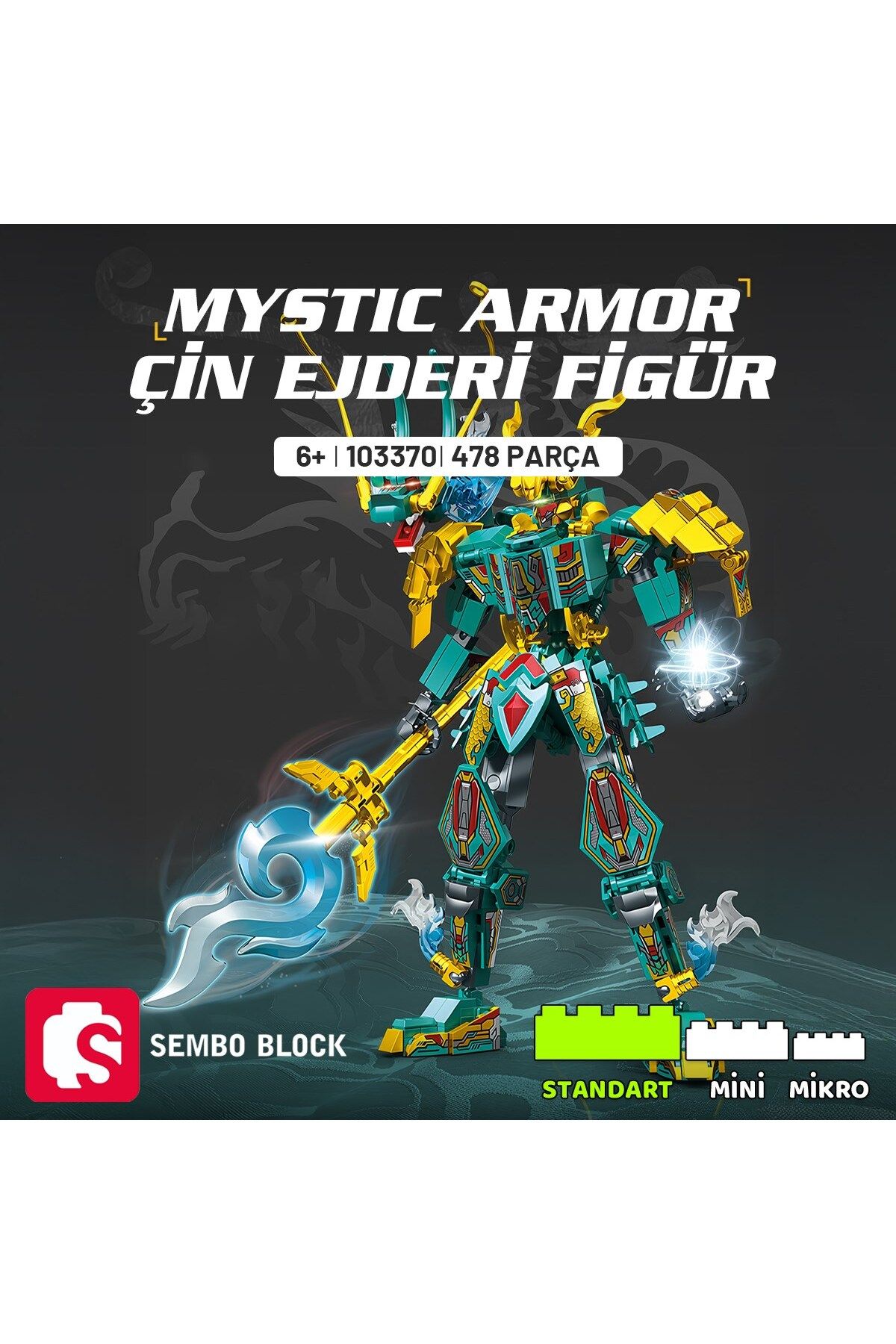 Sembo Block Mystic Armor Çin Ejderi Figür Yapı Bloğu Seti 478 Parça