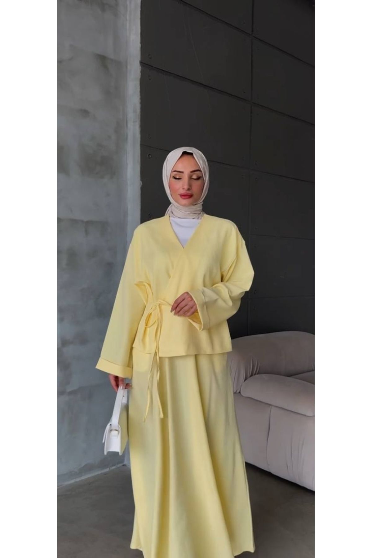 nizzell Kadın Mango Yeni Sezon Bağlamalı Rahat Kesim İkili Takım - Günlük, Tesettür, Şık ve Modern Kombin