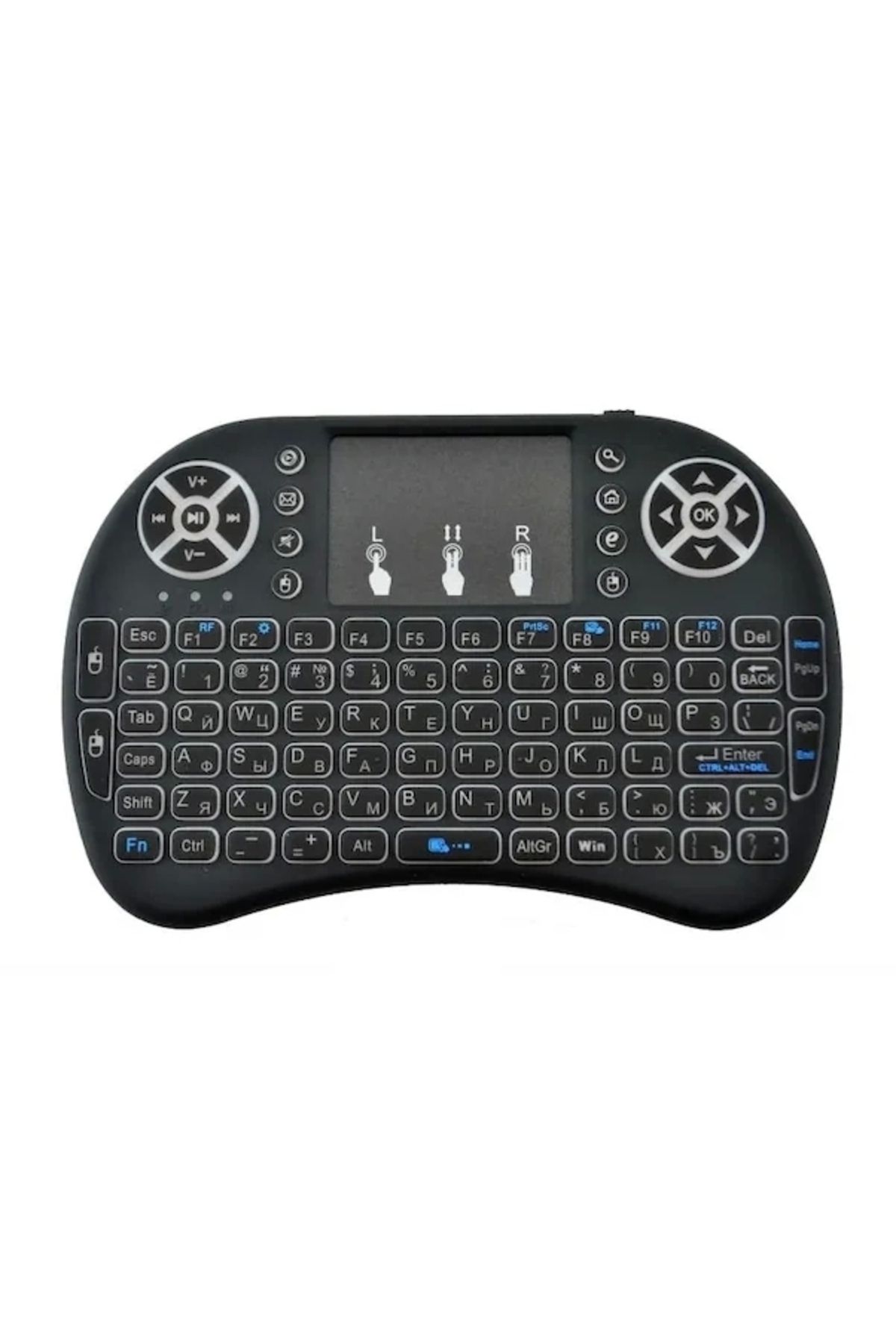 İnnMerry Smart Tv Box Ps3 Uyumlu Kablosuz Dokunmatik Işıklı Şarjlı Touchpadli Mini Q Klavye