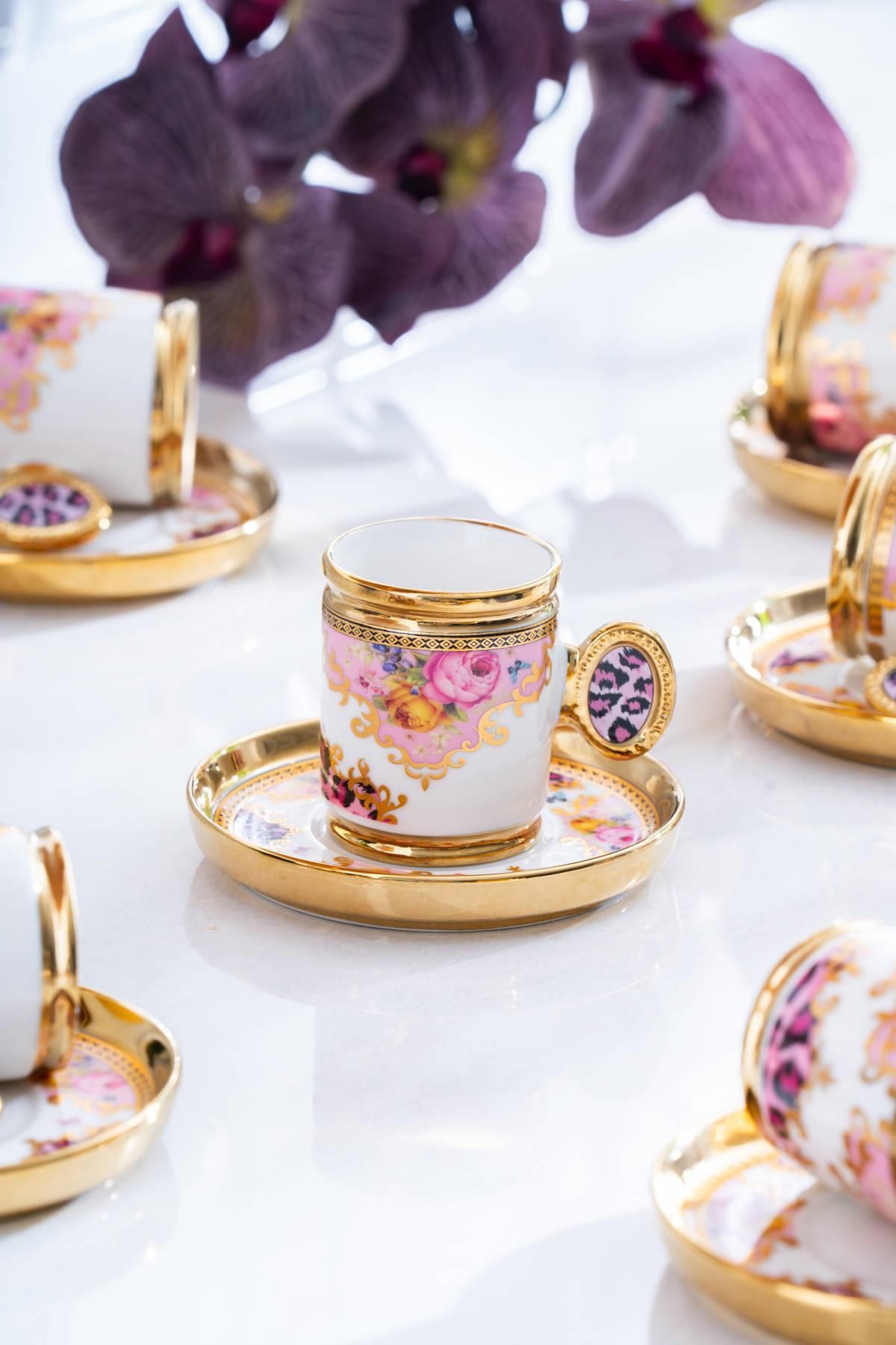 ACAR Caviar 6 Kişilik Porselen Kahve Fincanı Takımı