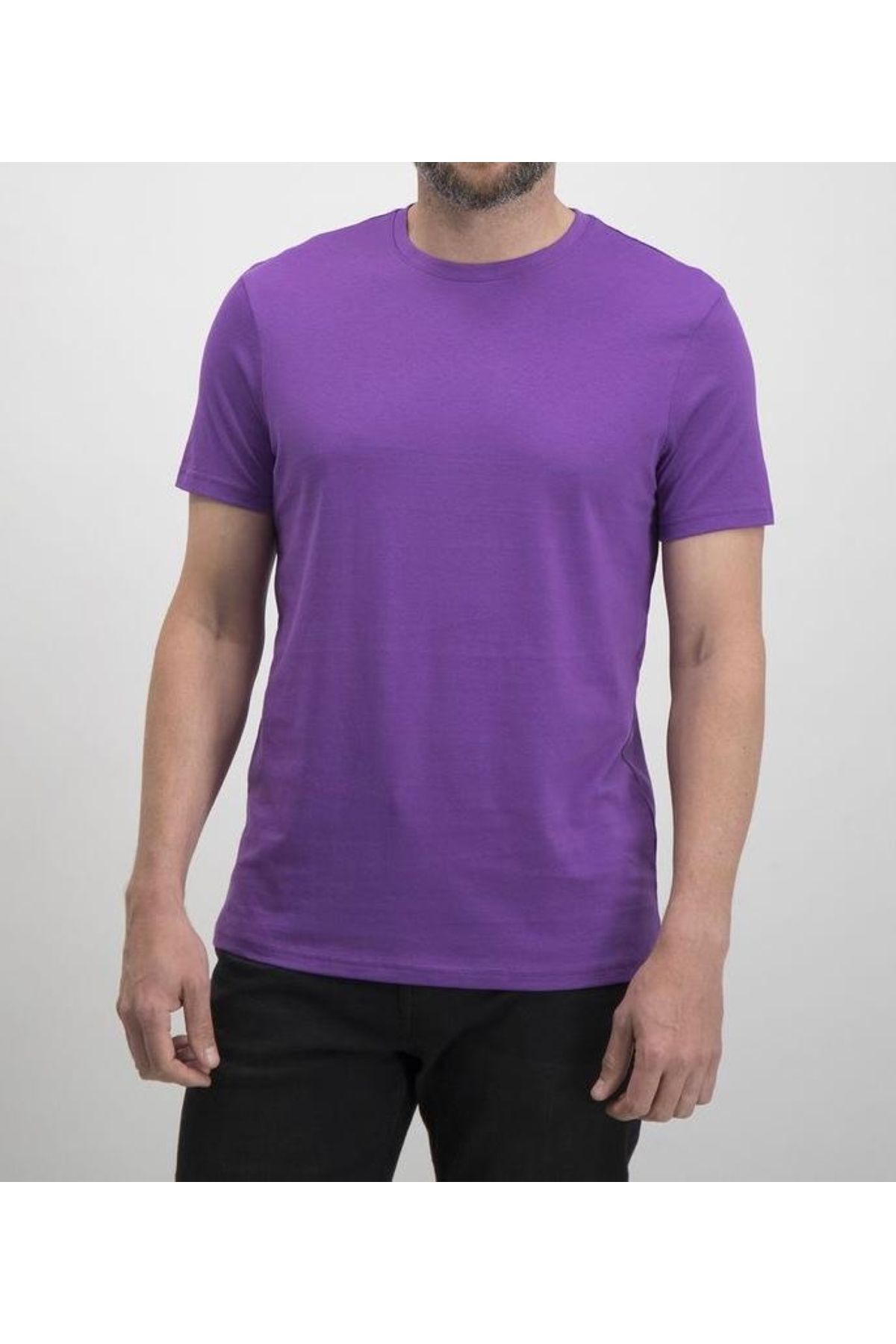 THE WHITE Erkek Yuvarlak Yaka Mor T-Shirt