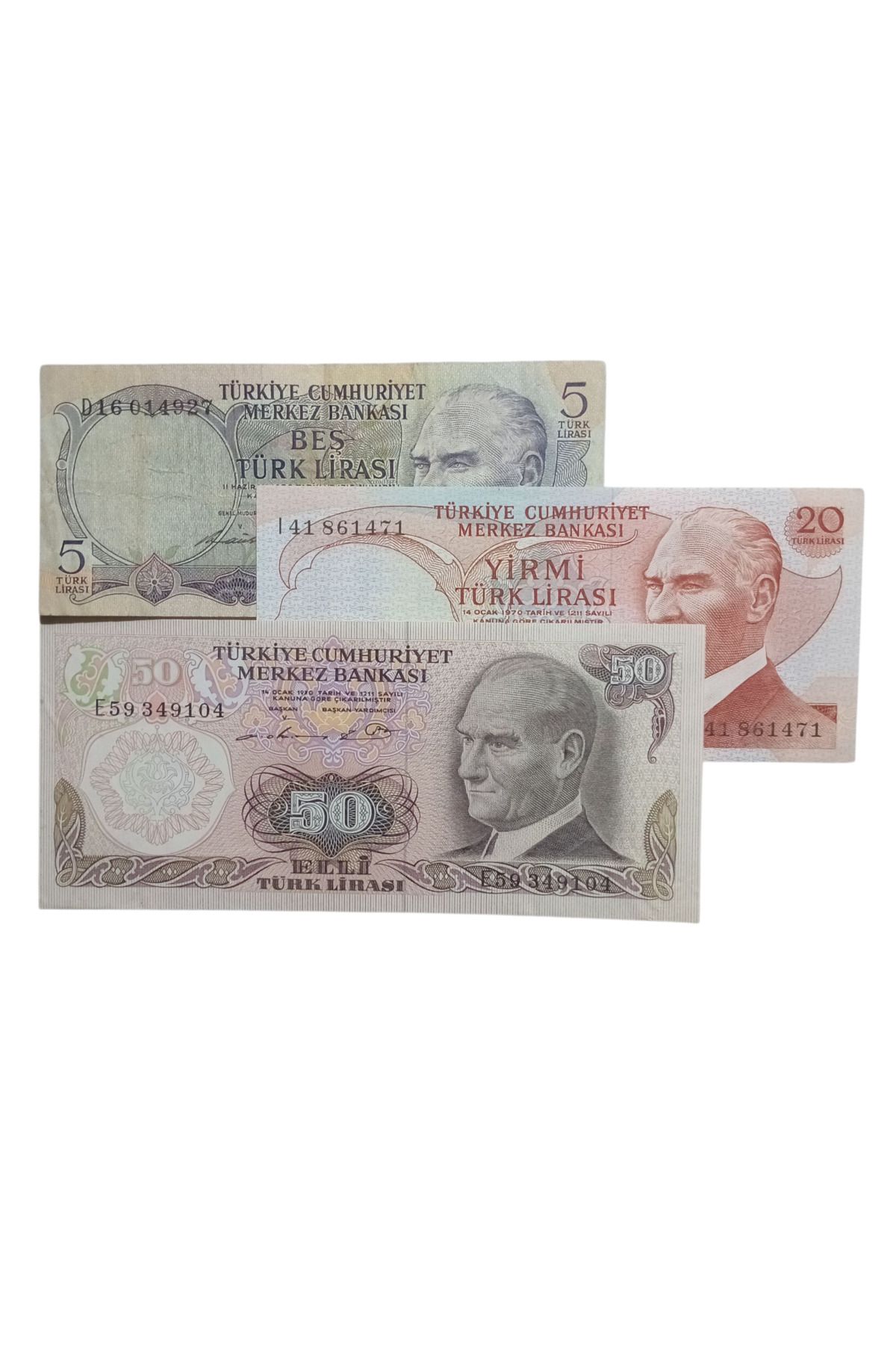 Yediotuz 6. 7. Emisyon 3 Adet Koleksiyon Kağıt Para Koleksiyon Başlangıç Setleri Antika Darpane Hobi Hediye