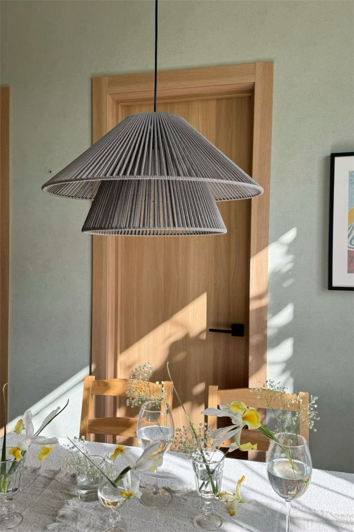 AFRALYAHOME Makrome Avize / Bohem Avize / Rustik Tarz Konik Avize / Rattan Avize/ Salon avize Yatak Odası 40cm