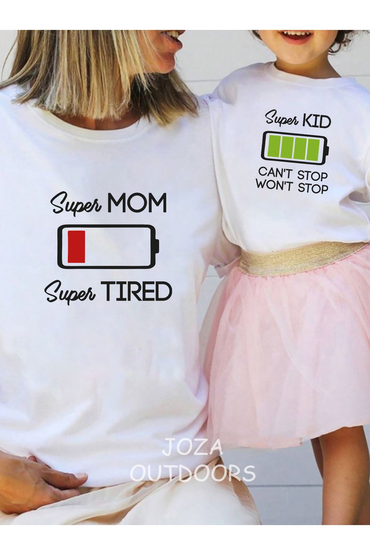 Joza Outdoors Battery Batarya Baskılı Oversize Tshirt Anne & Baba & Çocuk Kız-Erkek Kombini ( TEK ÜRÜN FİYATIDIR )