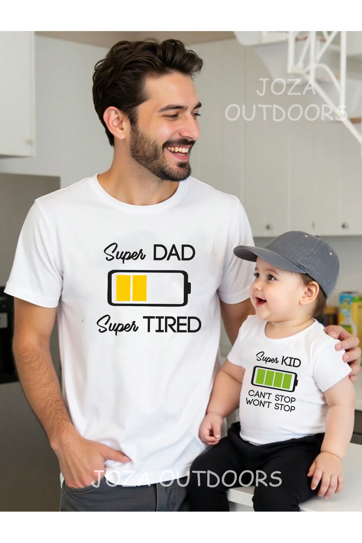 Joza Outdoors Battery Batarya Baskılı Oversize Tshirt Anne & Baba & Çocuk Kız-Erkek Kombini ( TEK ÜRÜN FİYATIDIR )