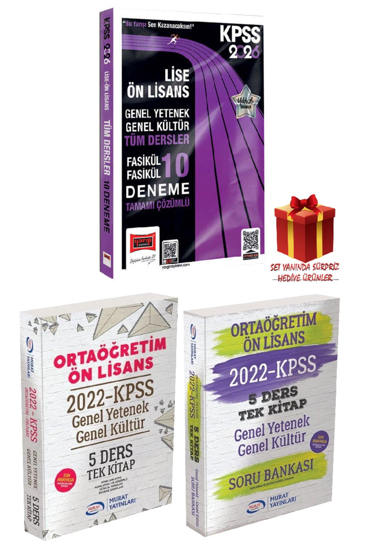 Yargı Yayınları 2026 Yargı KPSS Lise Ön Lisans Deneme+Murat Yayınları Lise Ön Lisans Konu Anlatım+Soru Bankası