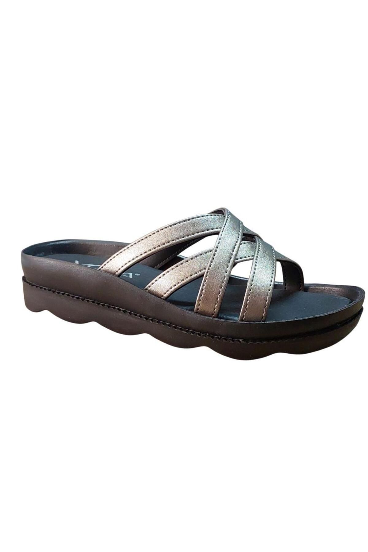 Voga 1727 PLATİN CİLT DÜZ TABAN COMFORT CASUAL GÜNLÜK TERLİK