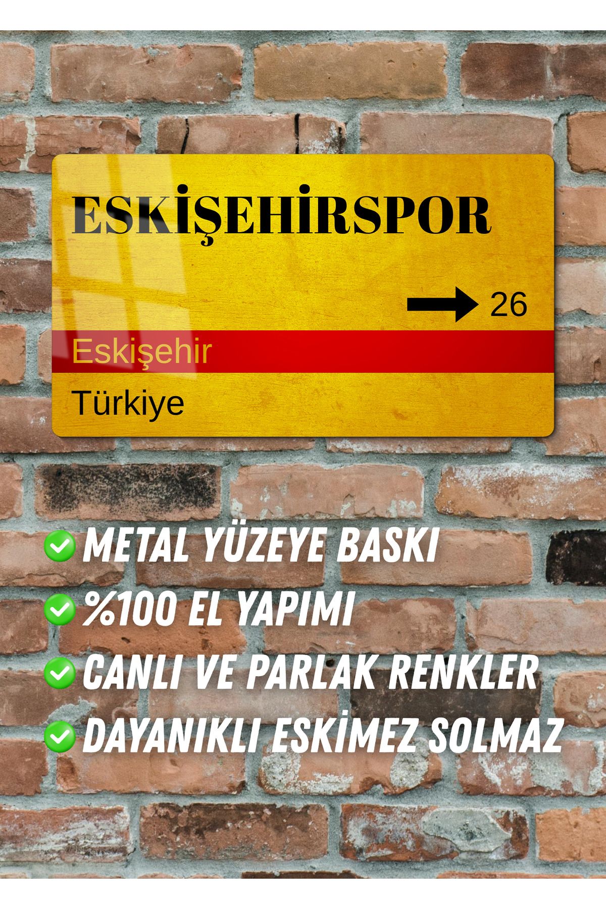 DEKOR HANEM Eskişehirspor Metal Taraftar Posteri - Sokak Tabelası Görünümlü Metal Parlak Tablo