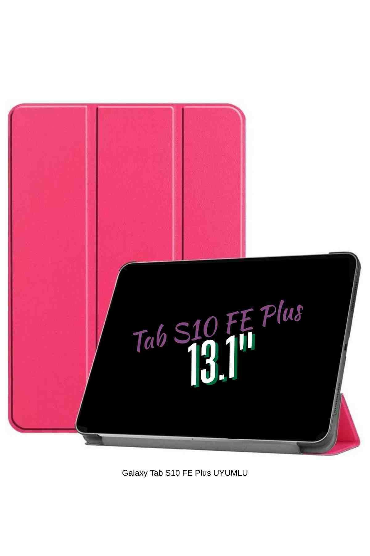 Fuchsia Galaxy Tab S10 FE Plus Uyumlu 13.1" Katlanabilen Standlı Smart Cover Akıllı Tablet Kılıfı