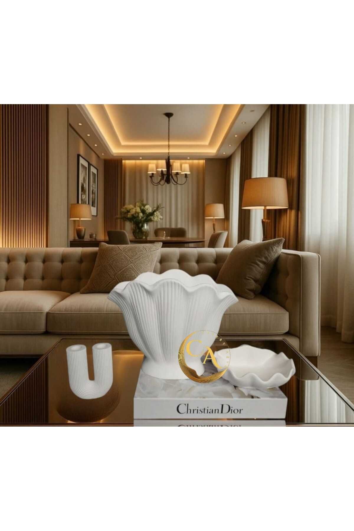 CHERRY ARTS Dekoratif Büyük İstiridye Vazo 3'lü set
