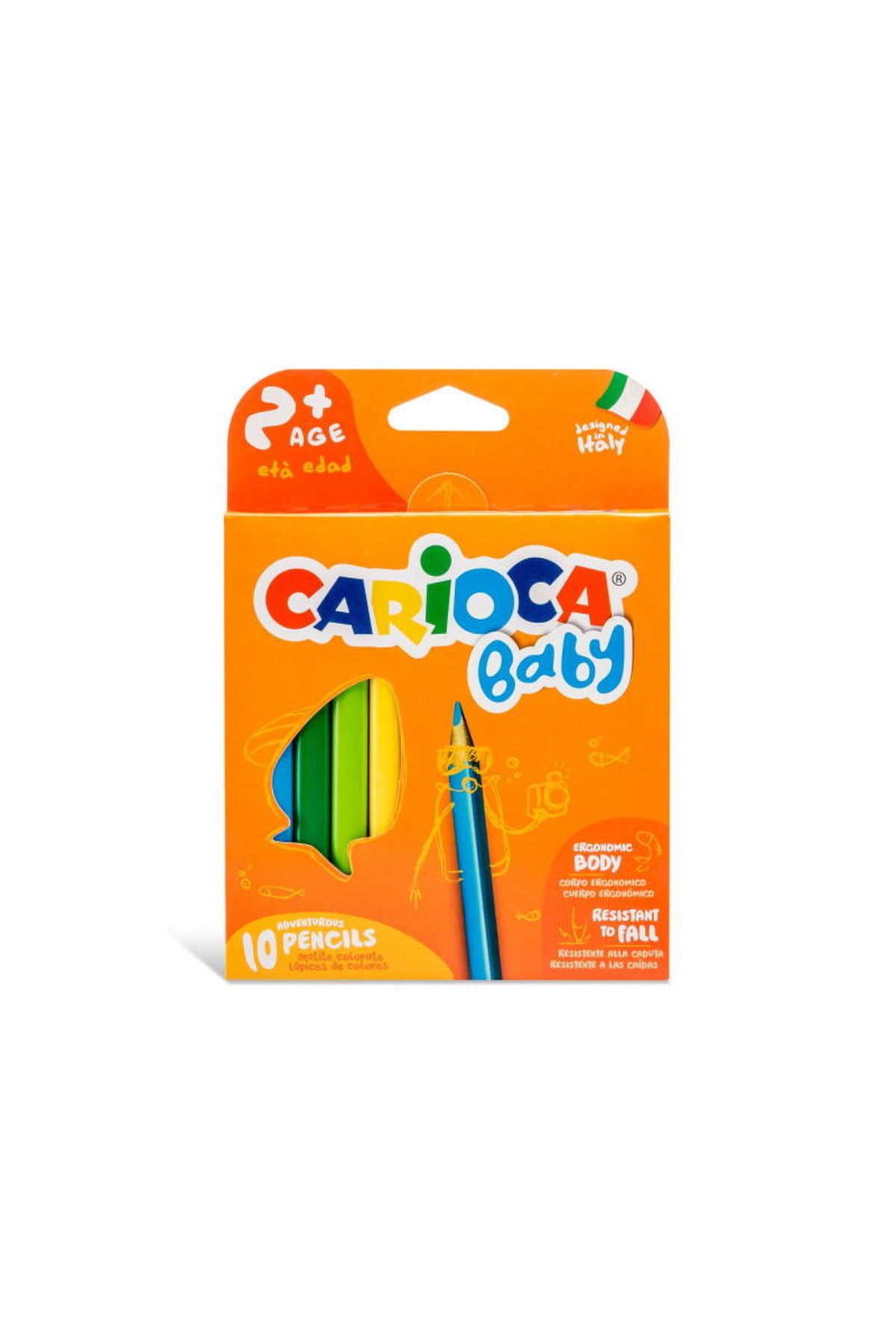 baby carioca CARİOCA JUMBO BEBEK ÜÇGEN KURU BOYA KALEMİ 10'LU (+2 YAŞ)