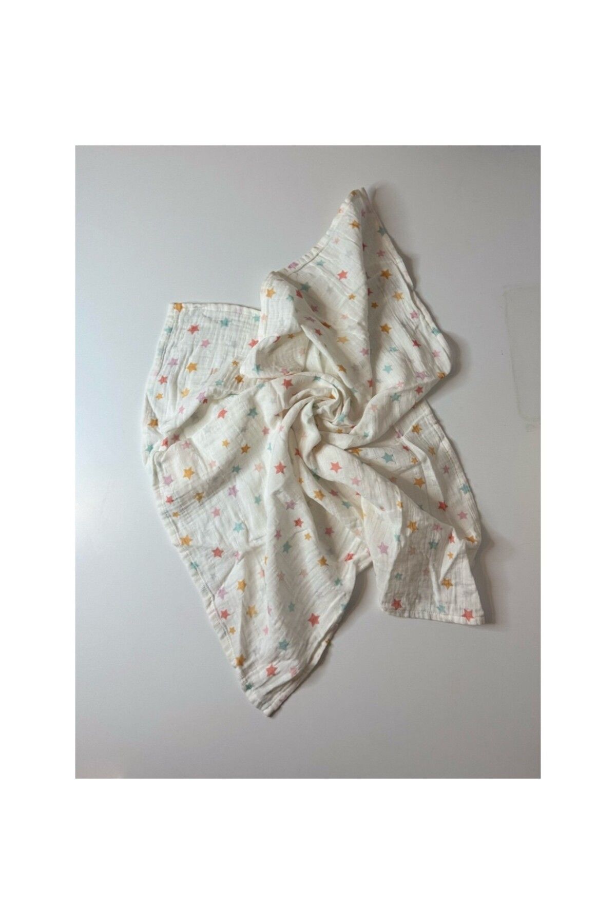 miemtasarım Çok Amaçlı Müslin Bebek Örtüsü&Battaniyesi %100 Pamuk - Yıldız Desenli - 80x80 cm