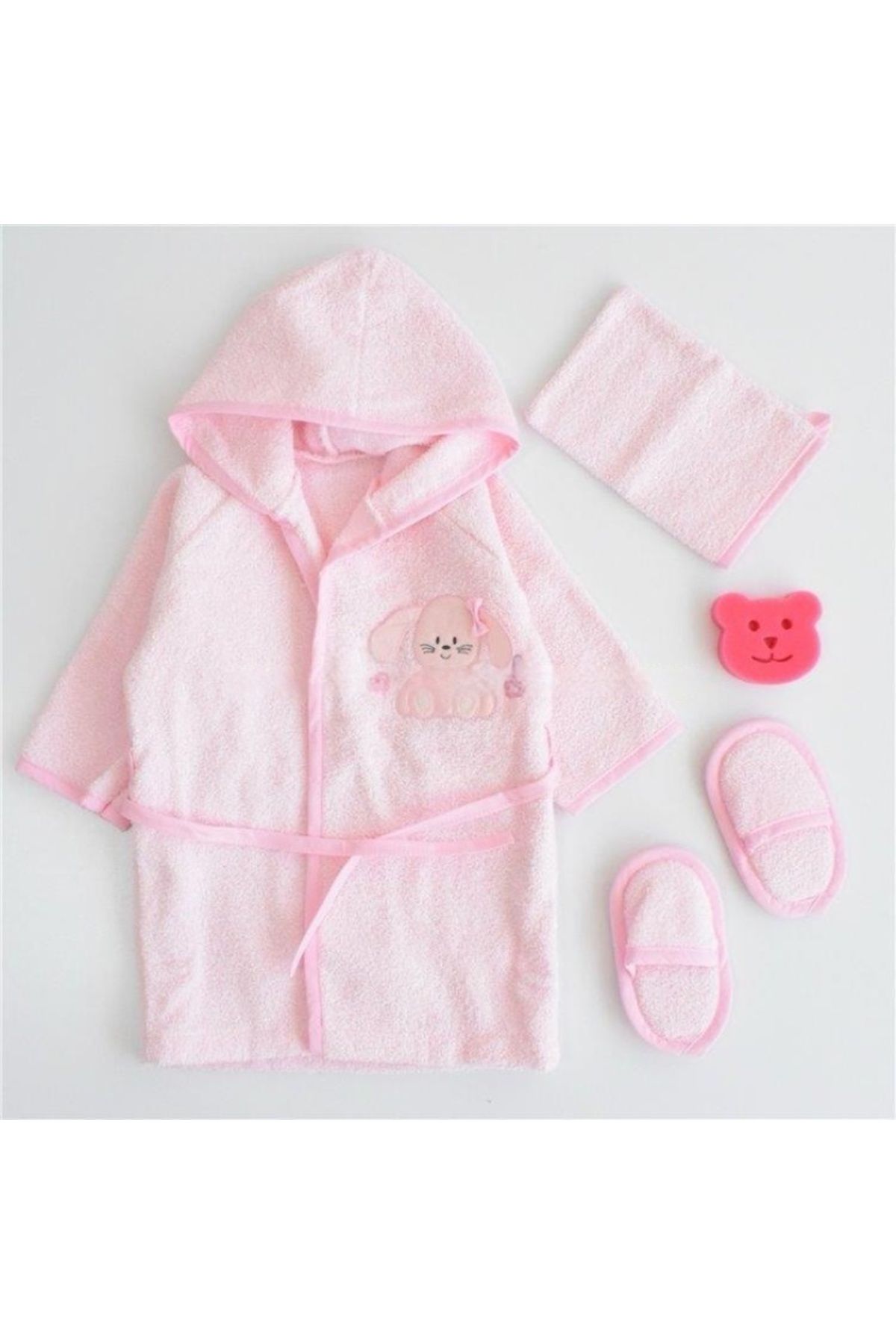 BABYZUM Bebek Bornoz Set Tavşan Figürlü 1-2 yaş arası