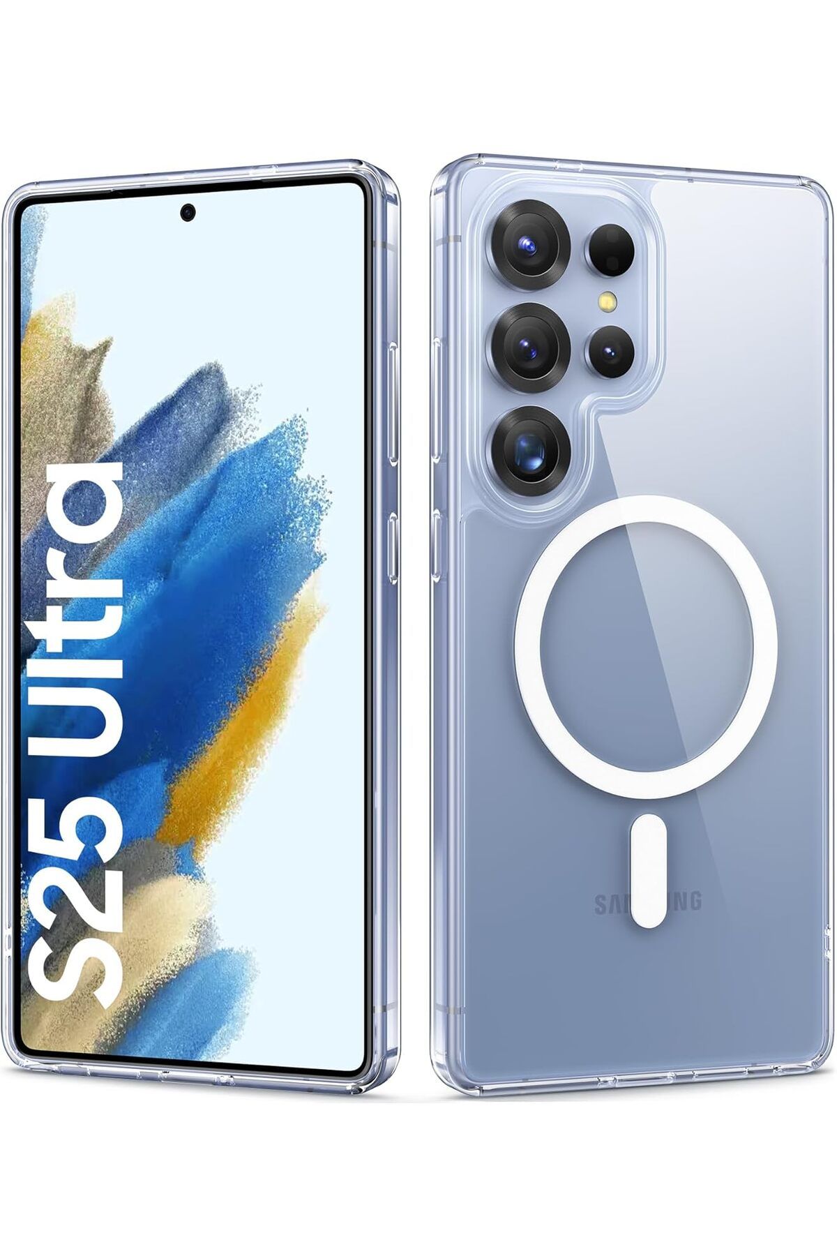 Ehr. Samsung Galaxy S25 Ultra Uyumlu Kamera Korumalı Magsafe Wireless Şarj Özellikli Şeffaf Silikon Kılıf