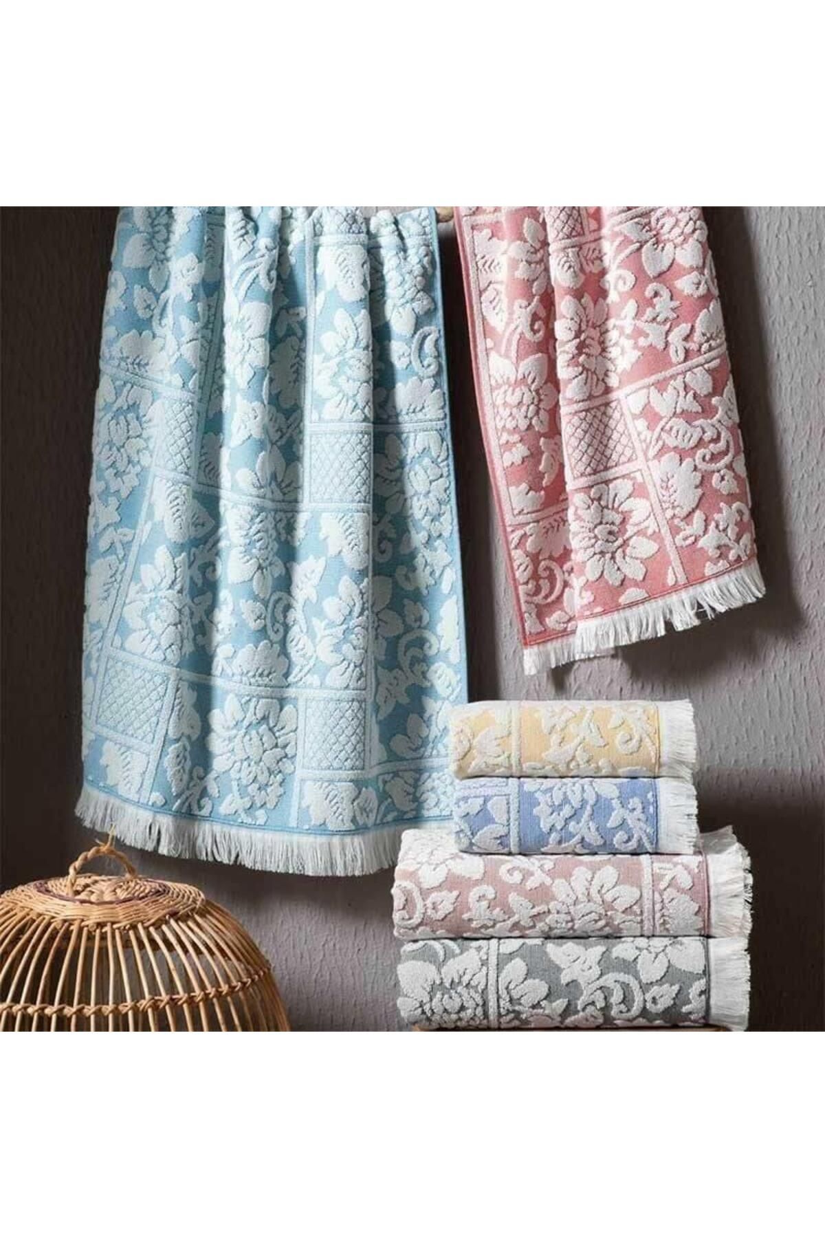 MAXSTYLE Damaks Flower İplik Boya 50x90cm El Yüz Havlu