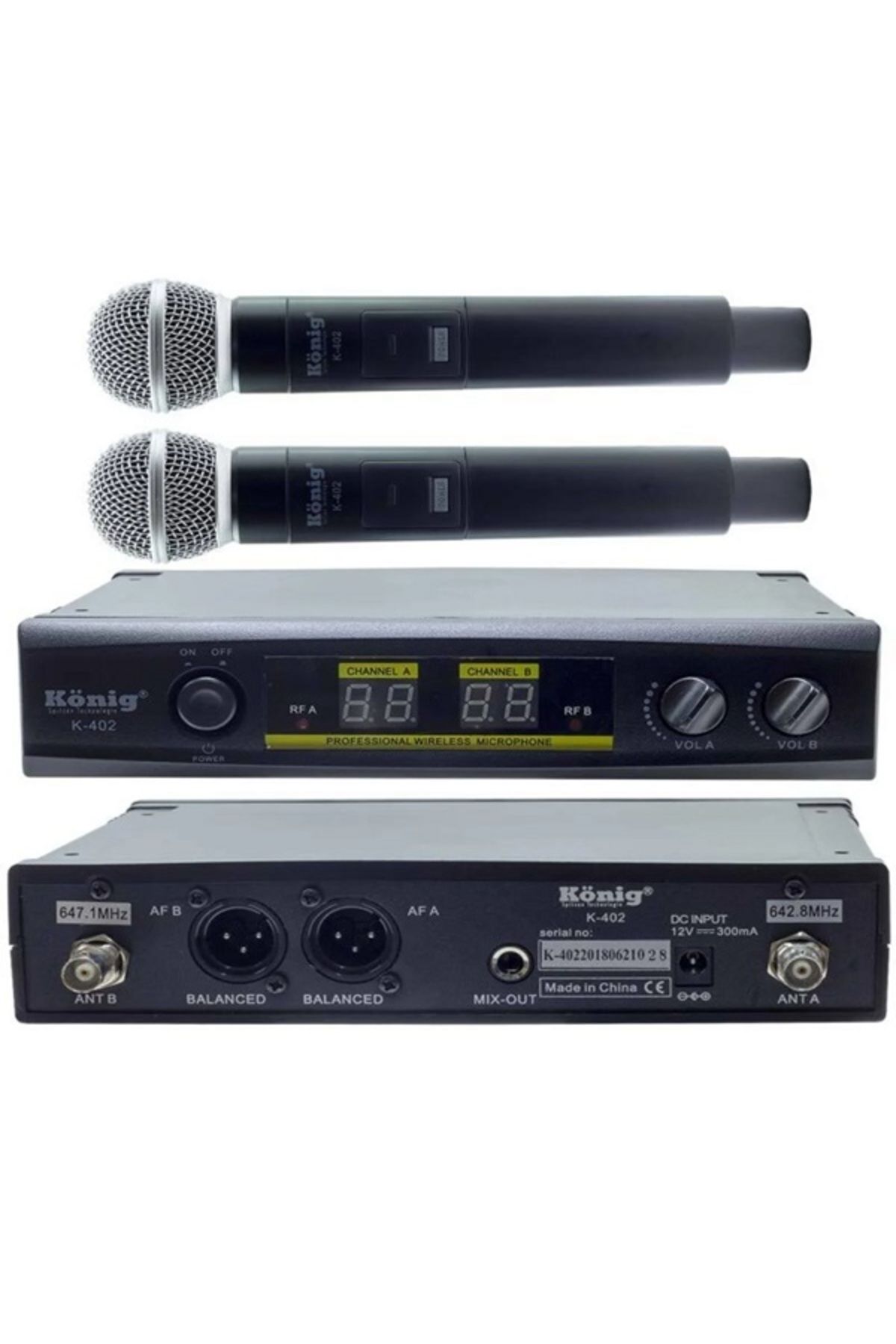 Bolsat KÖNİG K-402 UHF 2 EL TELSİZ MİKROFON