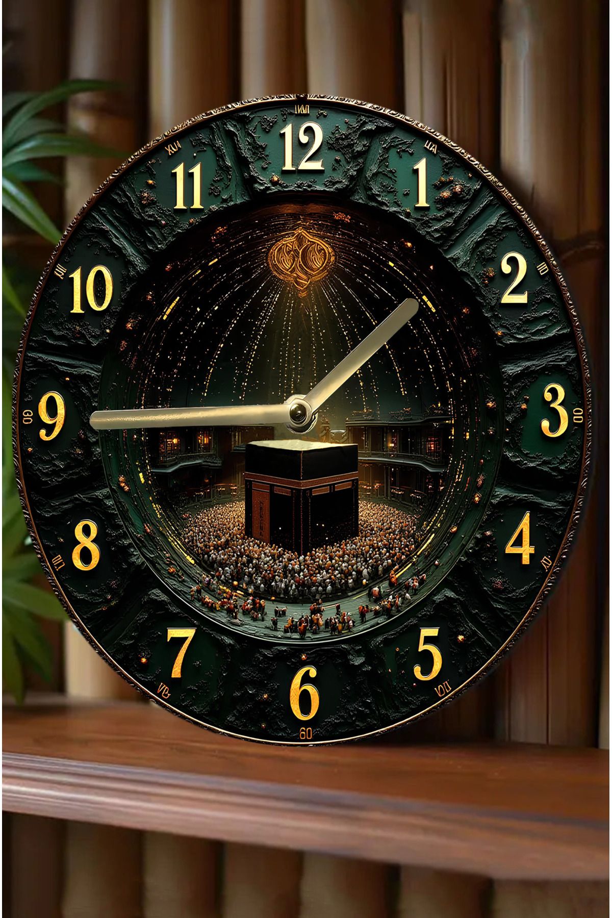 kutuTR 🕋 Kâbe Temalı 3D Görünümlü MDF Duvar Saati (33 cm) sdw286