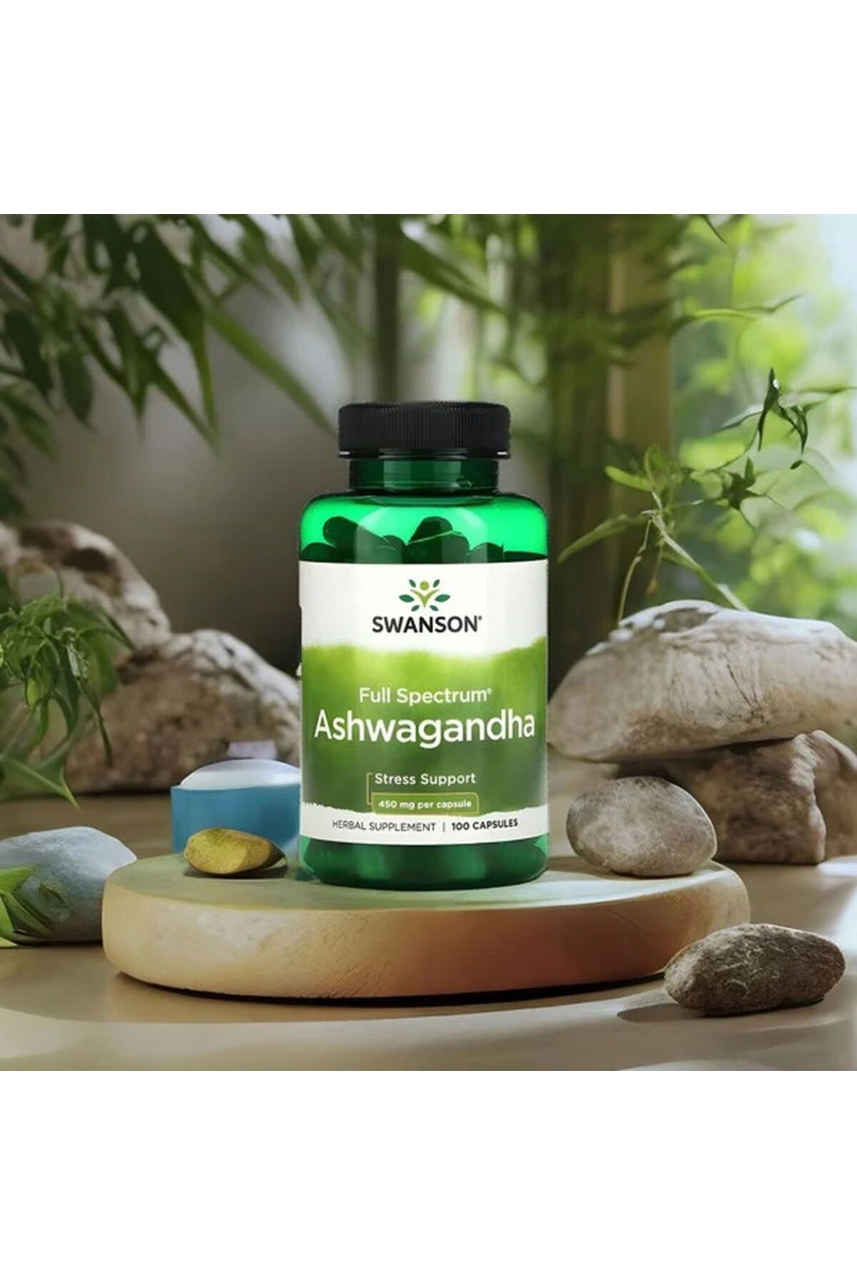 SWANSON Ashwagan.dha.a Powder Root & Aerial Parts Stress Relief Energy 100 Caps 450mg - ABD MENŞEİ
