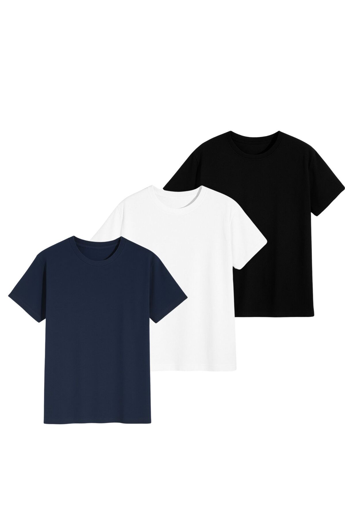 AFROGİYİM Unisex 3lü Paket Düz Renk T-shirt