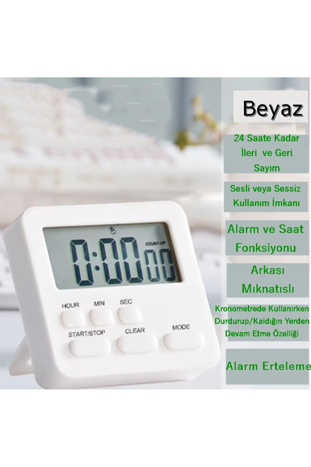 newnet Zk-2206 Alarmlı Dijital Öğrenci Sınav Kronometresi 24 Saat İleri ve Geri Sayım Cihazı Saat + Alarm