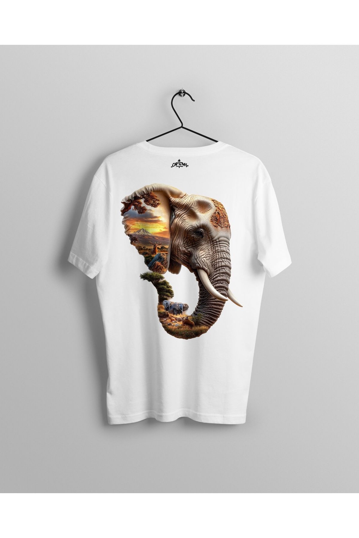 Ct Erkek Oversize Baskılı T-Shirt - Nature & Elephant