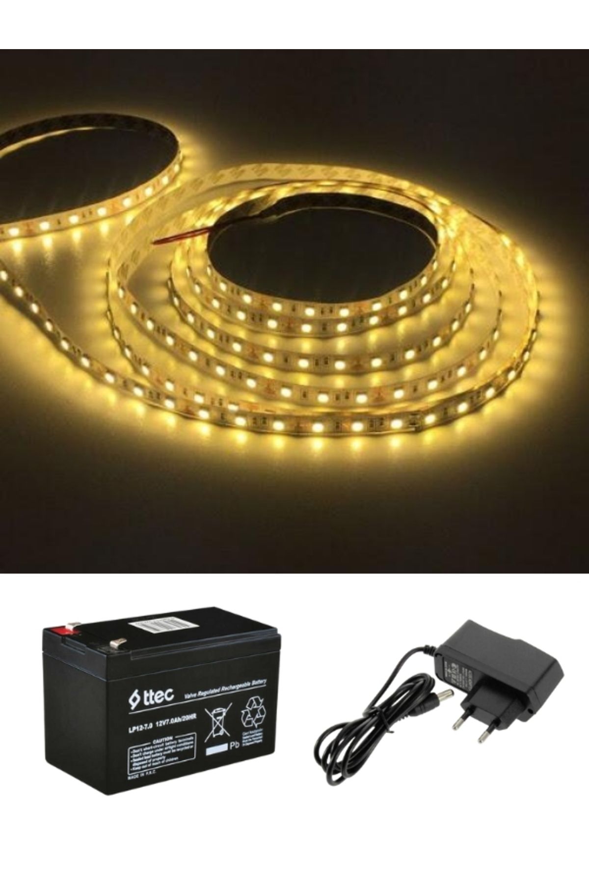 TNL 12v Şerit Led Aydınlatma ve Aküsü Bisiklet, Bahçe, Konteyner ev, Hobi Bahçesi için Led Aydınlatma
