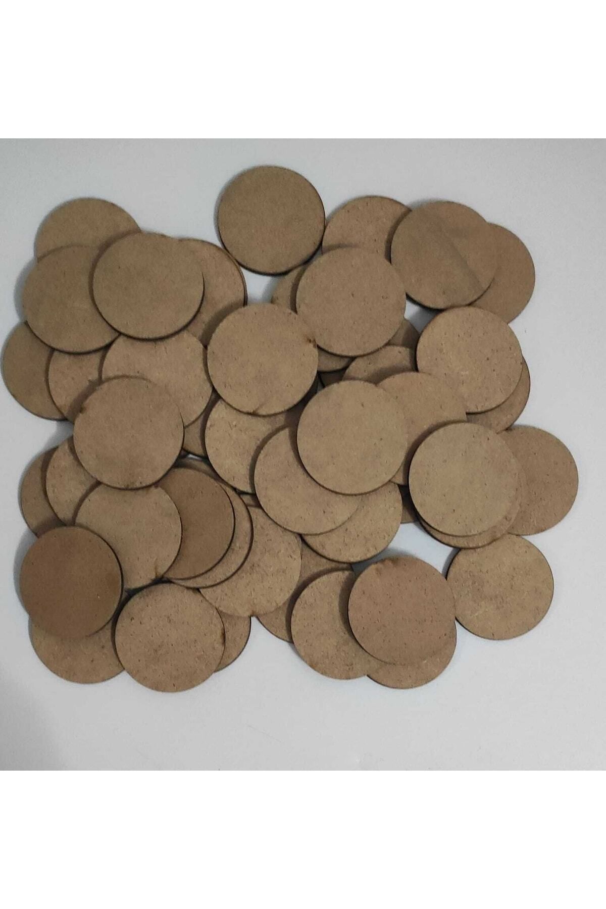 firdevsi hobi Yuvarlak MDF Ahşap Parça Seti – 50'li | 5 cm Çap • 3 mm Kalınlık | Doğal & Dekoratif Tasarımlar İçin