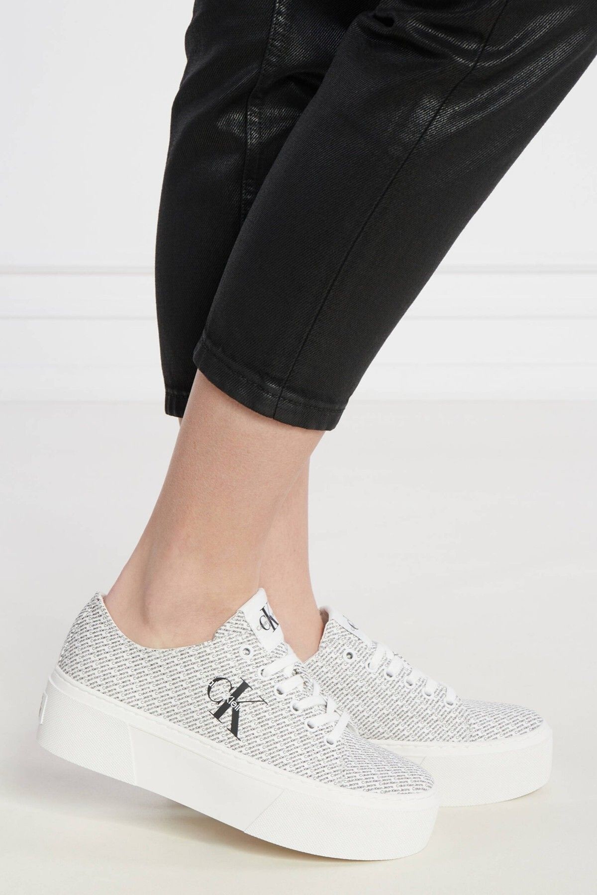Calvin Klein ck platform cupsole low lace yüksek taban günlük sneaker spor ayakkabı beyaz