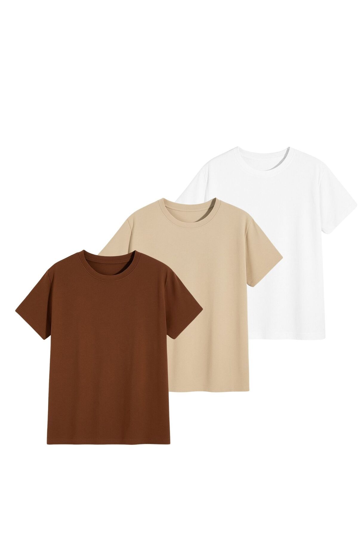 AFROGİYİM Unisex 3lü Paket Düz Renk T-shirt