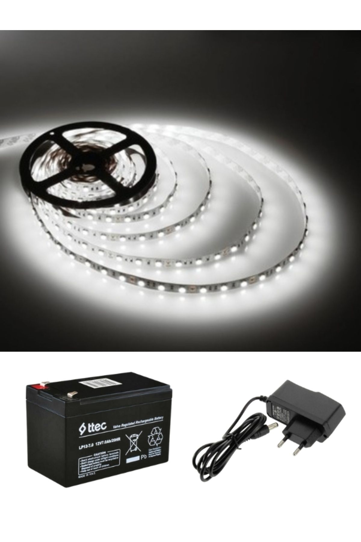 TNL 12v Şerit Led Aydınlatma ve Aküsü Bisiklet, Bahçe, Konteyner ev, Hobi Bahçesi için Led Aydınlatma