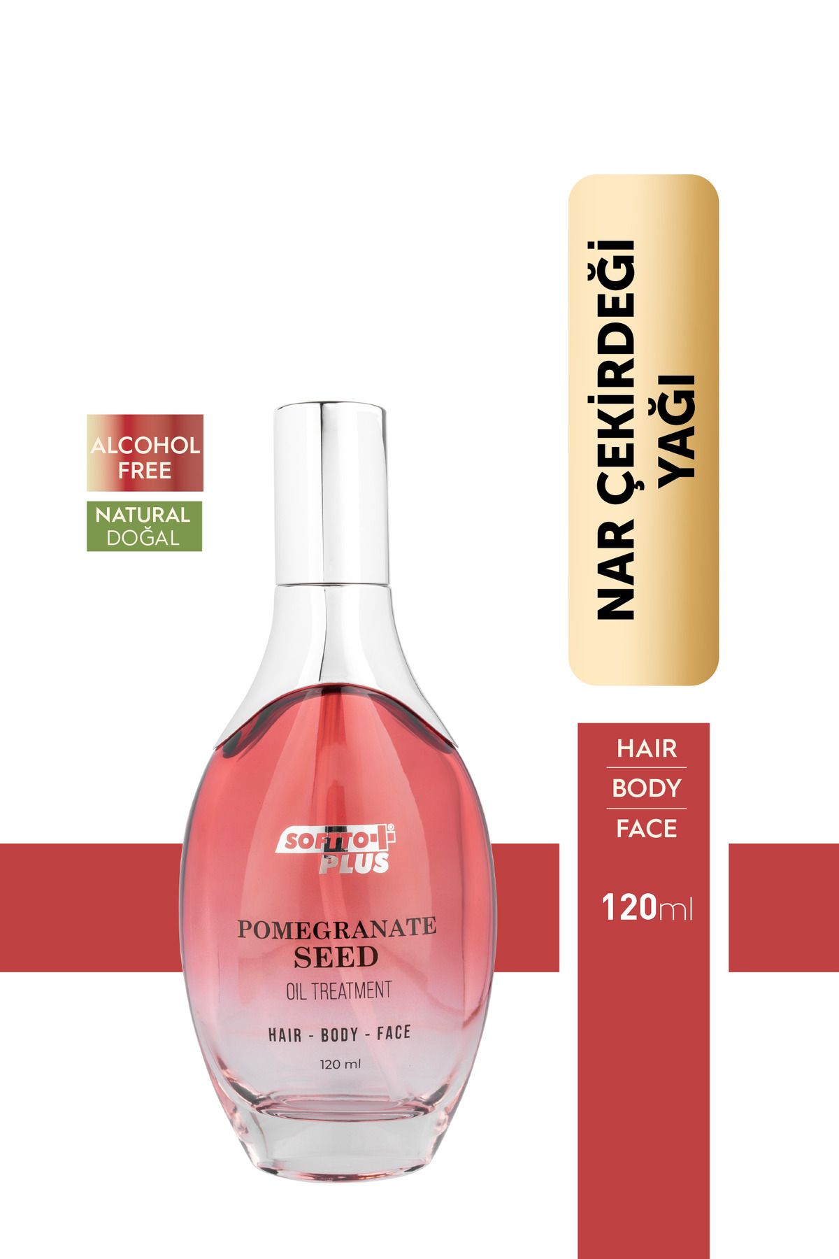 Softto Plus Nar Cilde Parlaklık ve Canlılık Kazandıran Saç Yüz ve Vücut Yağı 120 ml