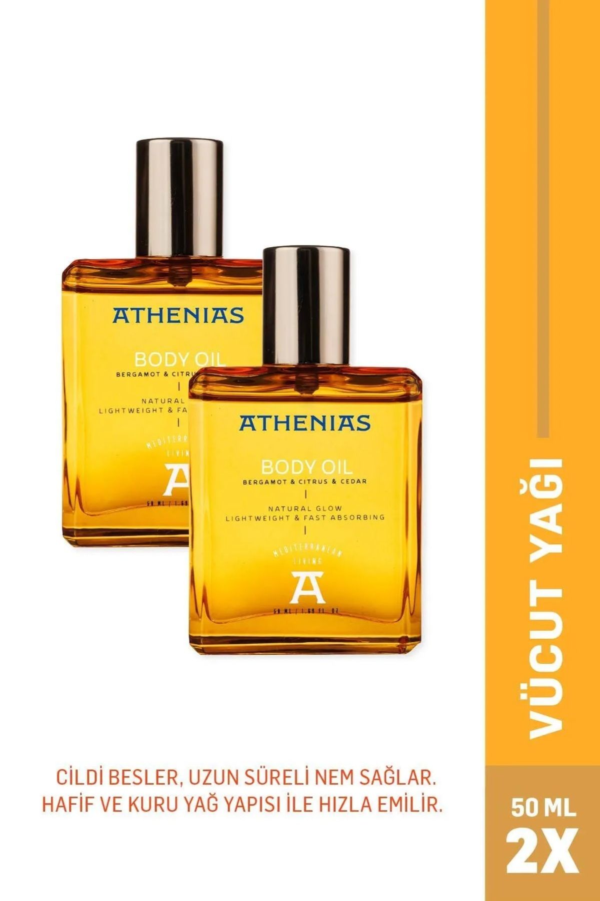 Athenias 2!li Athenias Yüz Ve Vücut Yağı 50 ml 21 Çeşit Organik Yağ Ve Ekstrak Nemlendirici