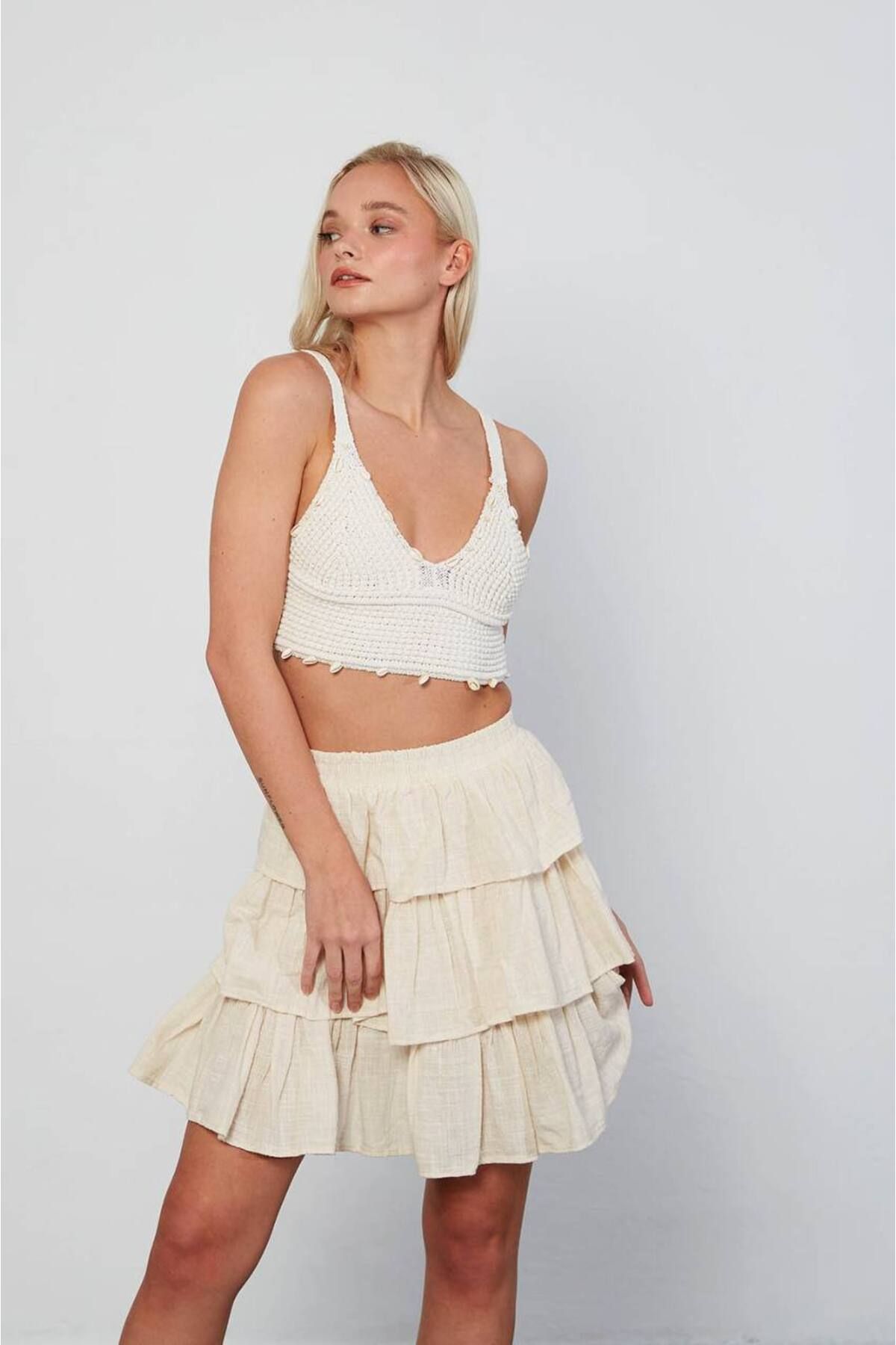 Sumain Design Deniz Kabuklu Crop Atlet