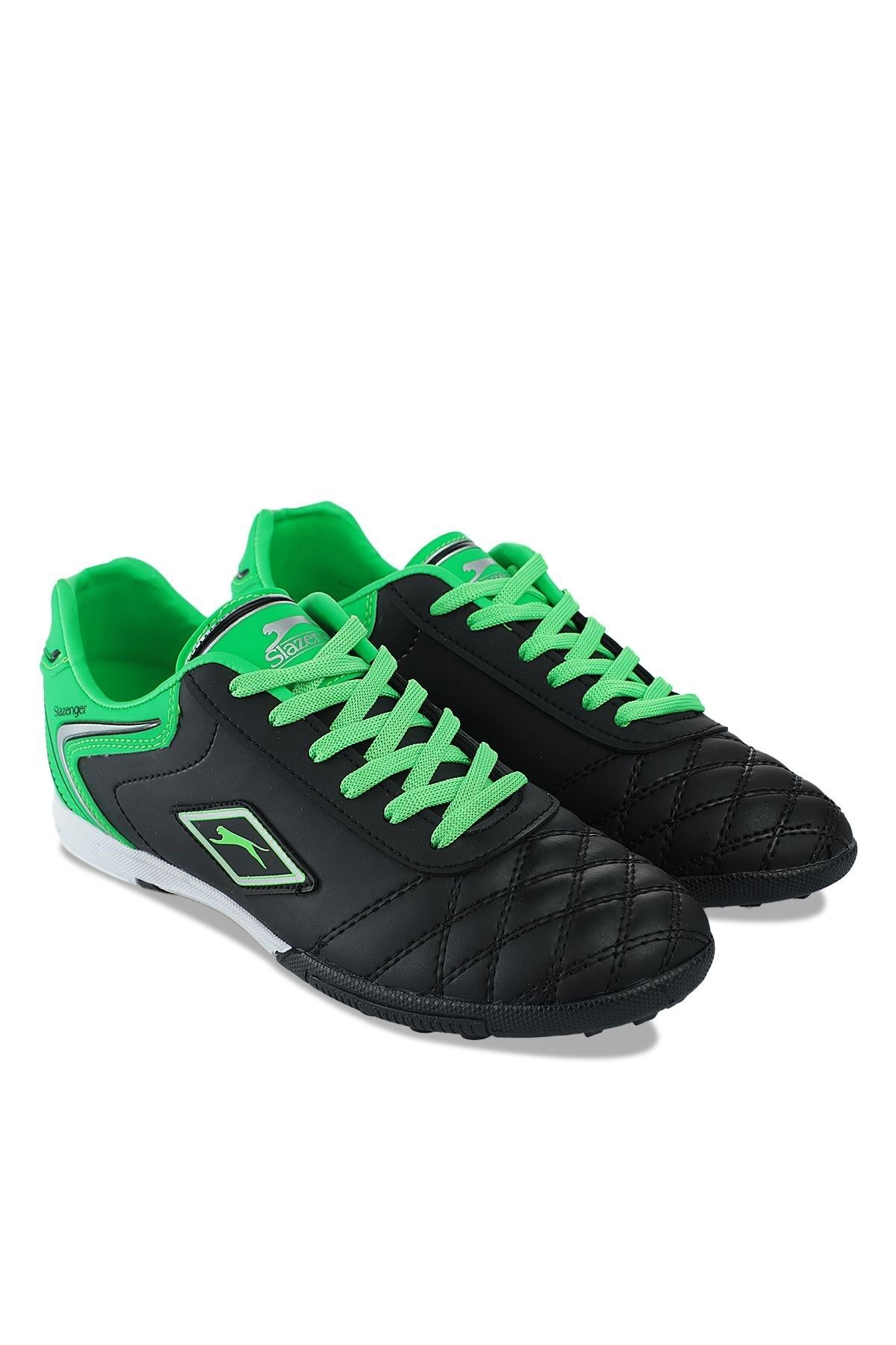 Slazenger Konforlu Rahat Bağcıklı Halı Saha Ayakkabısı Siyah Yeşil