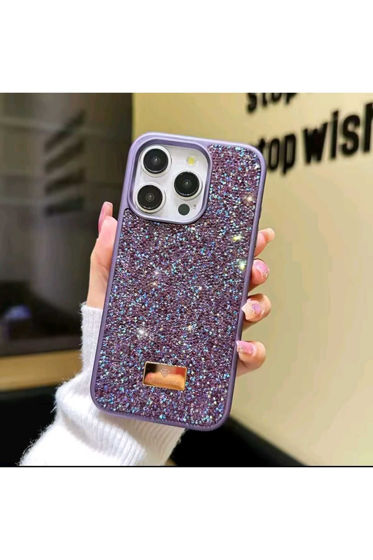BilişimGo Technology Iphone 15 Pro Max Uyumlu Lüx Taşlı Sert Telefon Kılıfı