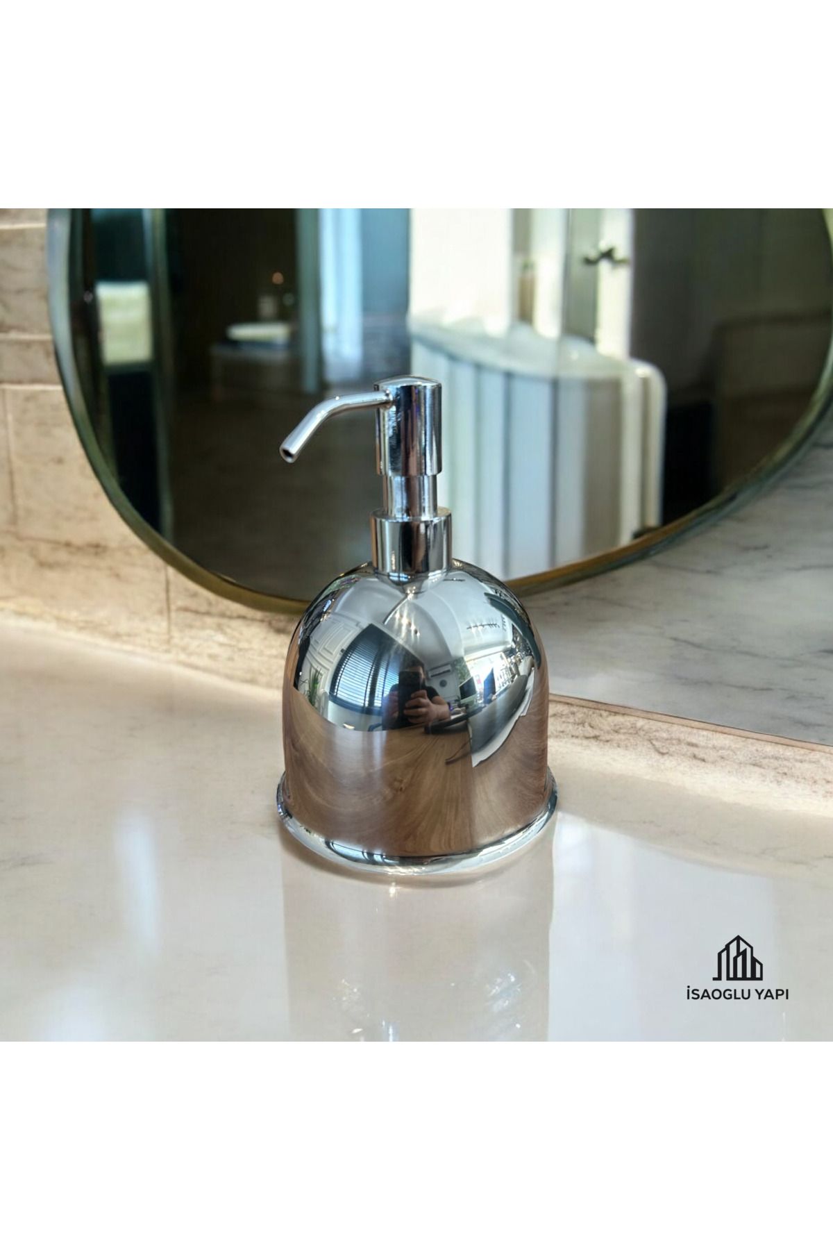 İSAOĞLU YAPI Sıvı Sabunluk Silver Gümüş Özel Seri Sabunluk Pirinç Malzeme