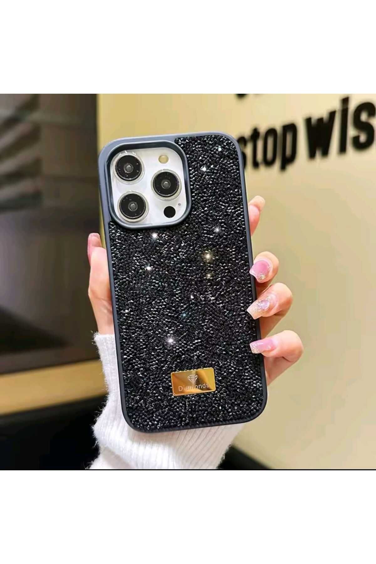 BilişimGo Technology Iphone 15 Pro Max Uyumlu Lüx Taşlı Sert Telefon Kılıfı