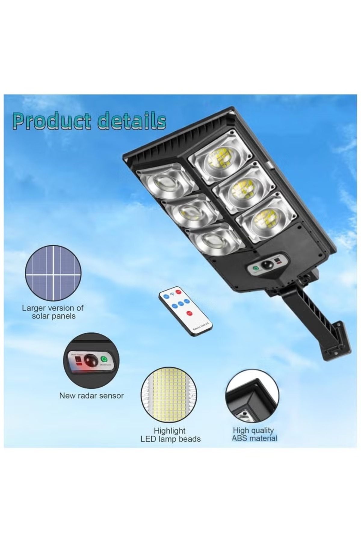 Toybox-Solar Street Lights 180 LED Super Bright Solar LED Light Outdoor Street Lamp 3 Light Mode Motion Sen 3