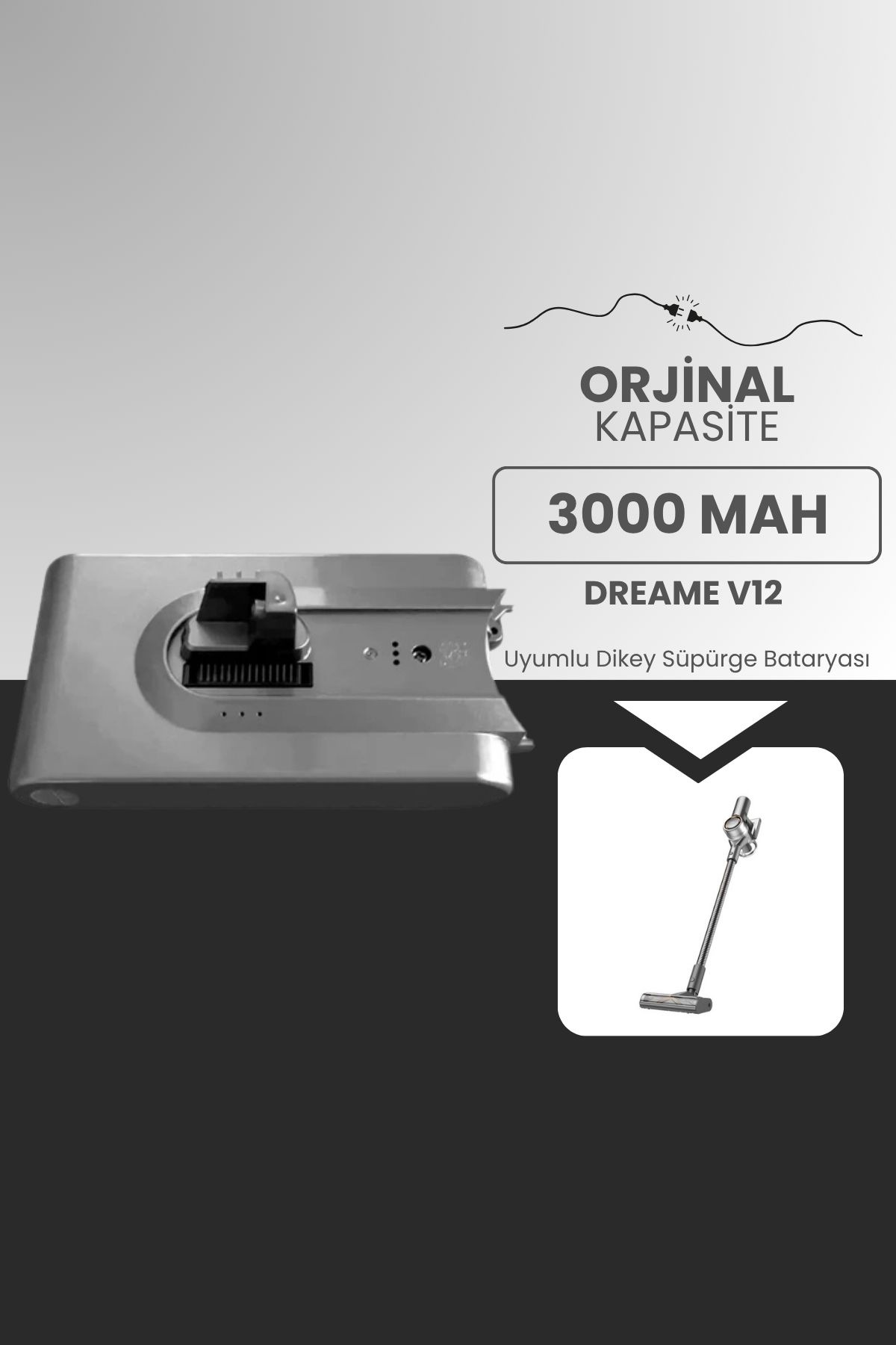 ROBOPİL Dreame V12 Uyumlu Batarya (STANDART KAPASİTE) 25.2 V 3000mah Pil Şarjlı Dikey Süpürge Bataryası