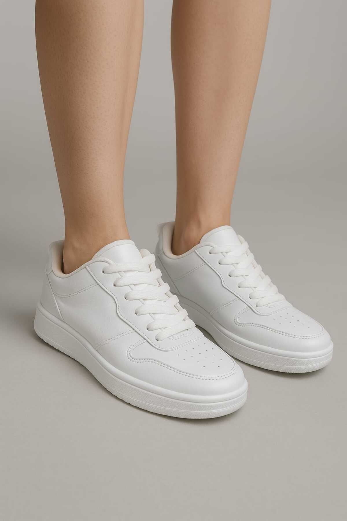 Noyfa düz taban sneaker ayakkabı kadın spor erkek spor beyaz sneaker