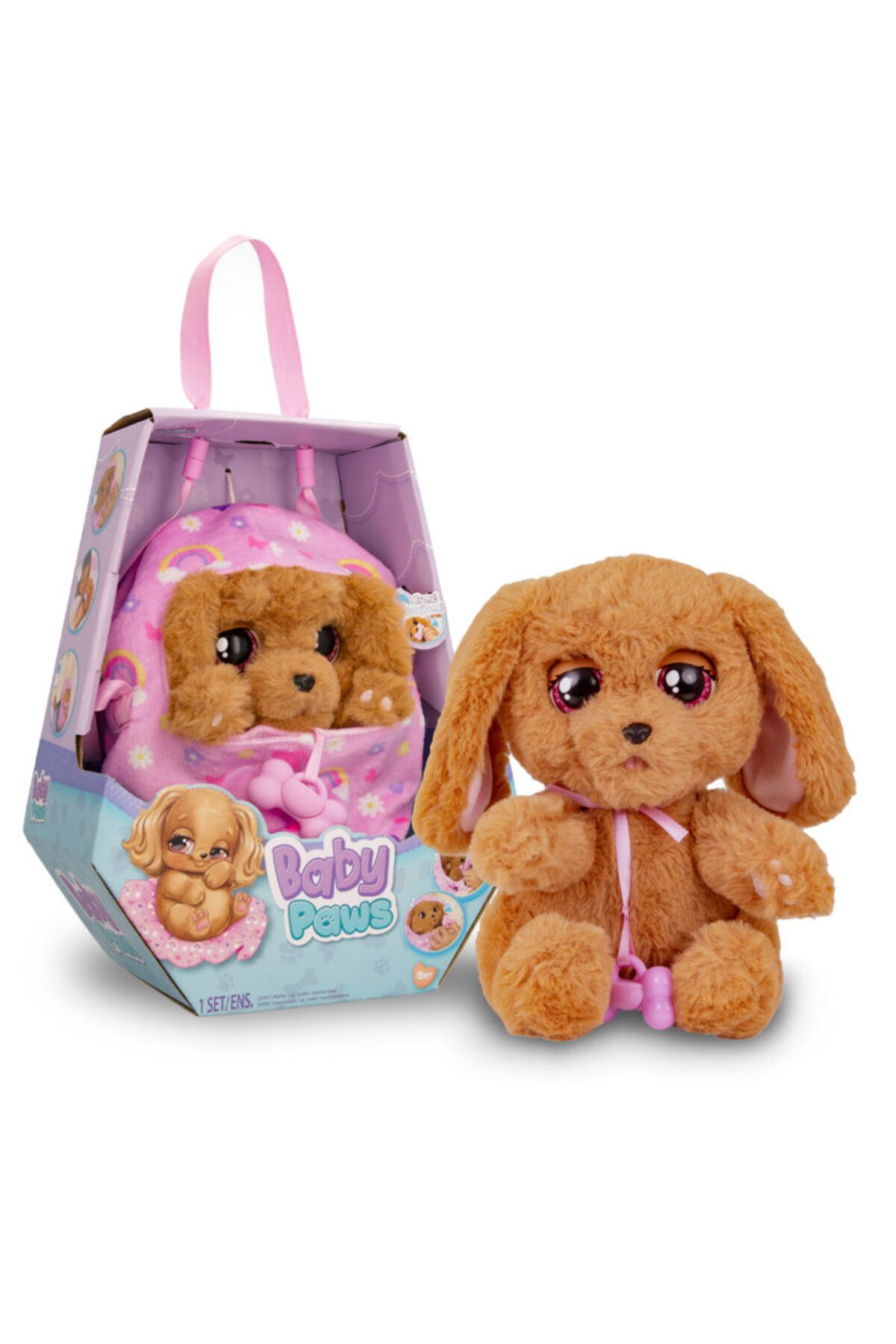 Baby Paws SESLI YAVRU 20CMPELUS W2-921122 PEMBE ÇANTALI