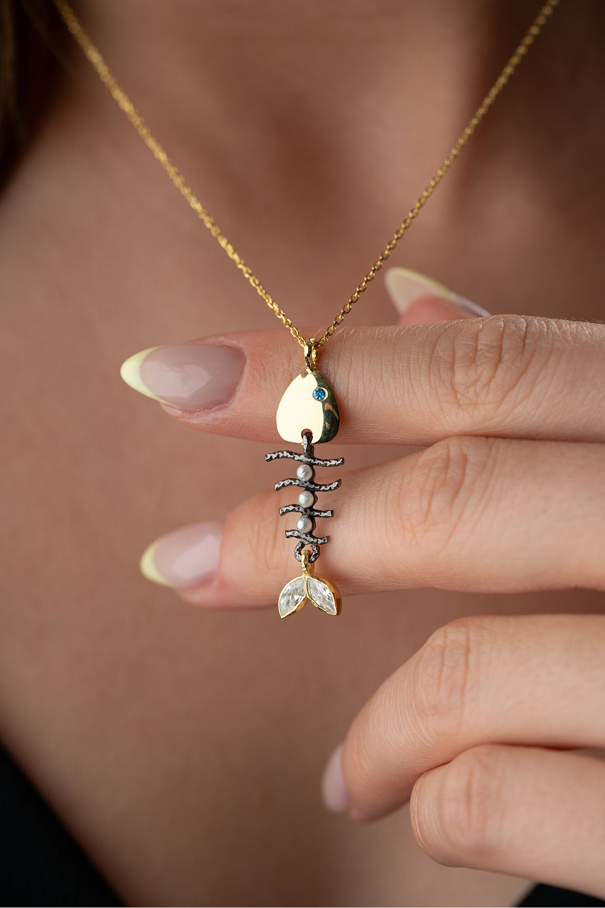 Silvano Jewelry 925 Ayar Gümüş Balık Kılçığı Kolye